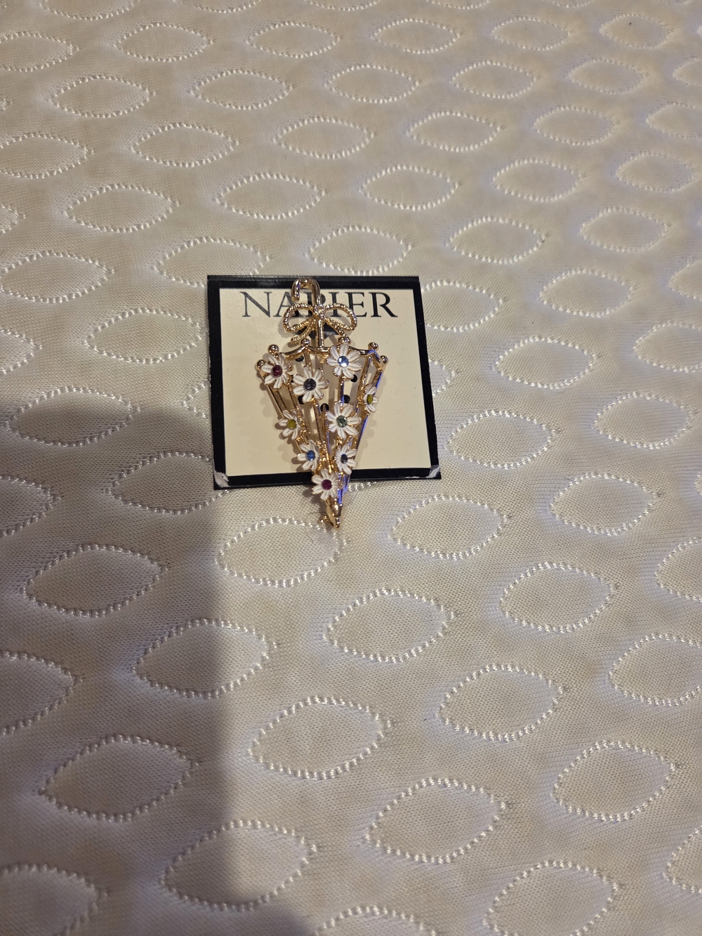 Napier Gold-Tone Floral Bouquet Brooch with Colorful Enamel Flowers